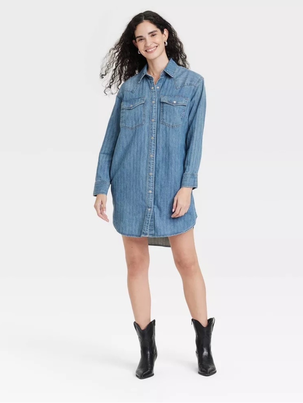 NWT Women's Western Shirtdress Universal Thread Medium Wash XL Western Festival